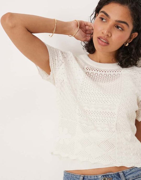 ASOS DESIGN patchwork stickad t-shirt med intresse - Image 2