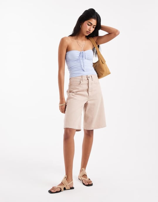 Hollister knyt-fram halterneck tube top i ljusblått - Image 2