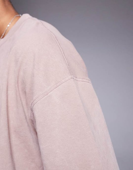 ASOS DESIGN tung boxy oversized t-shirt i tvättad sten - Image 3