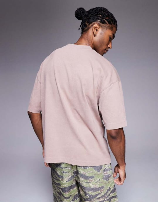 ASOS DESIGN tung boxy oversized t-shirt i tvättad sten - Image 4