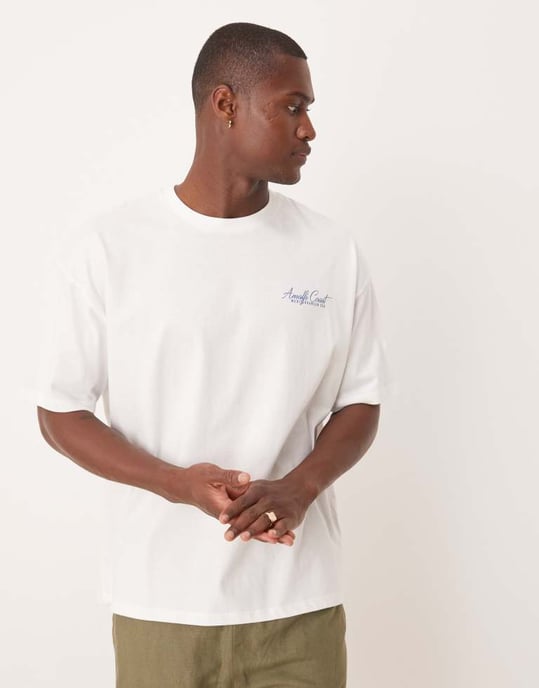 ASOS DESIGN oversized t-shirt med sommar grafik i vitt - Image 2