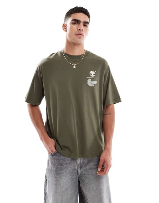 Timberland Ta en vandring ryggtryck t-shirt i grön - Image 2