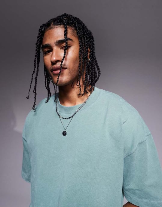 ASOS DESIGN kraftig boxig oversized t-shirt i tvättad grön - Image 4