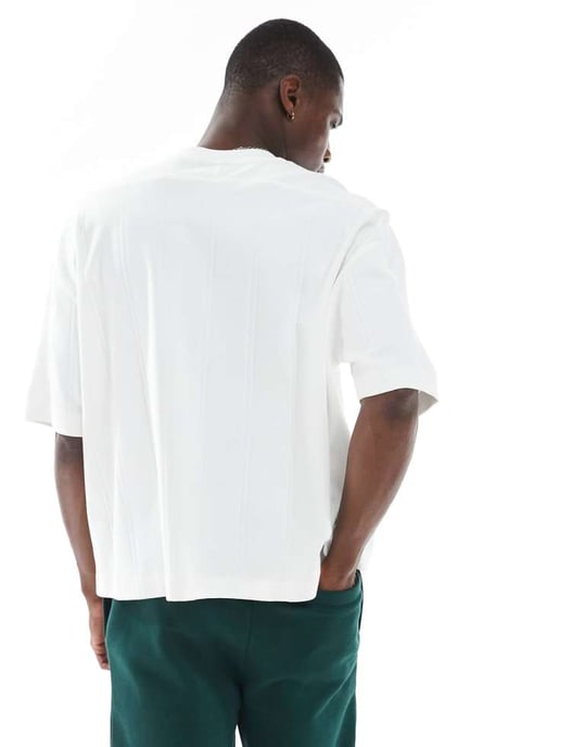 ASOS DESIGN tung boxig oversized t-shirt med stadsgrafik i tungt brett ribbat tyg i vitt - Image 3