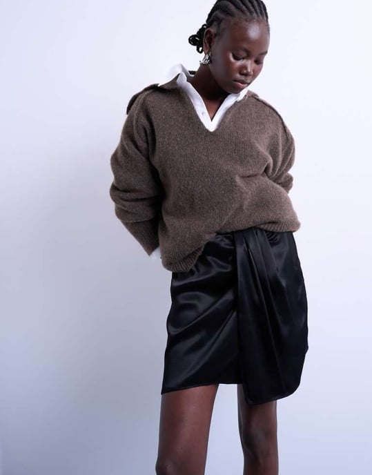 Topshop sarong minikjol i svart - Image 1
