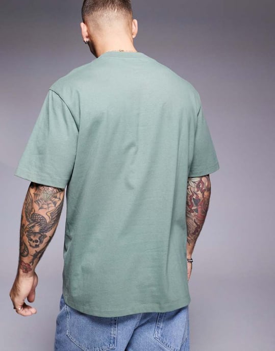 HUGO Red dapolino avslappnad passform t-shirt i khaki - Image 4