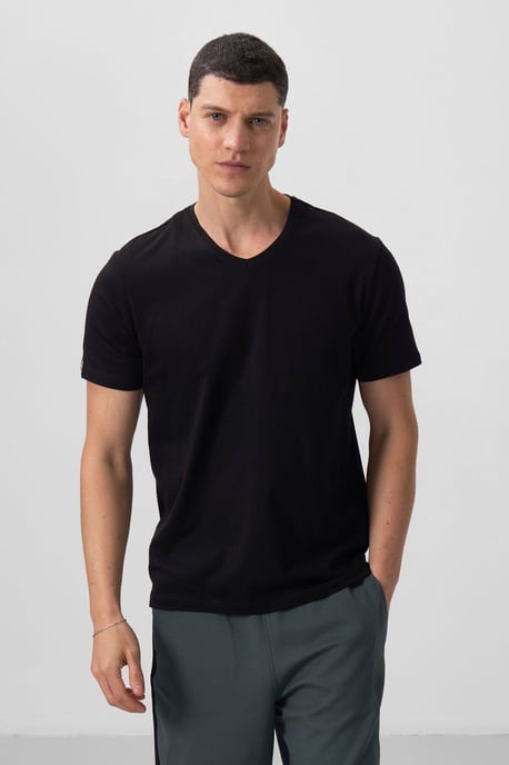 Heren Katoen Elastaan V-Hals T-Shirt - Image 6