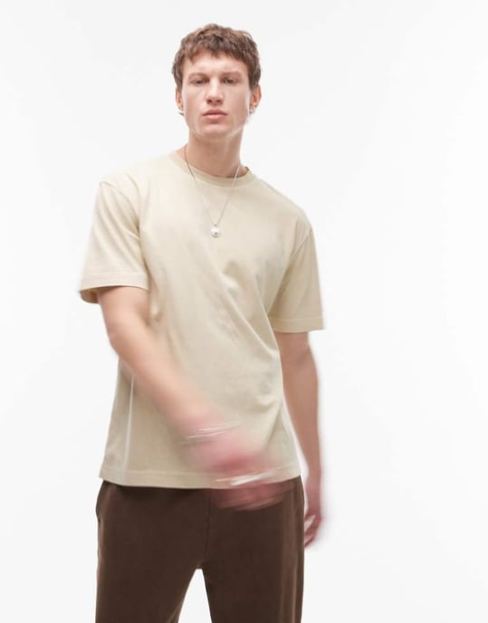 Topman avslappnad tvättad t-shirt i sten - Image 1