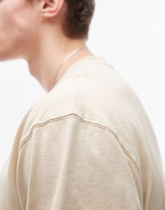 Topman avslappnad tvättad t-shirt i sten - Image 3