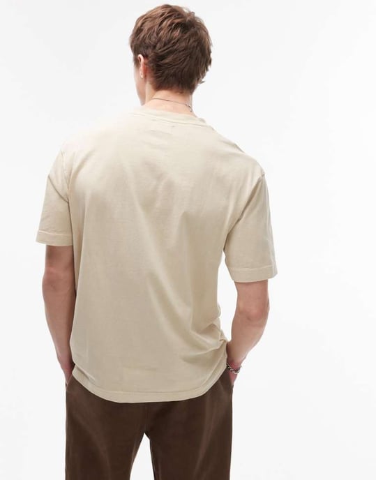 Topman avslappnad tvättad t-shirt i sten - Image 4