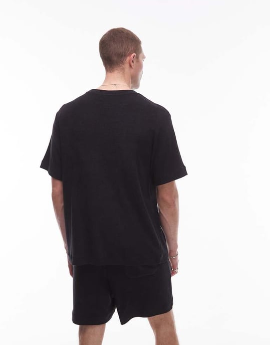 ARKET koord ren bomull mjukt touch frotté oversized t-shirt i svart - Image 3