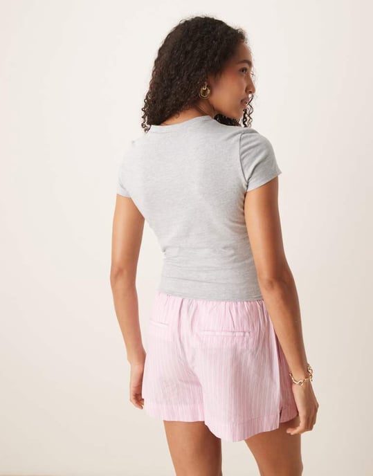 ASOS DESIGN baby tee med Ibiza-grafik i gråmelerad - Image 3