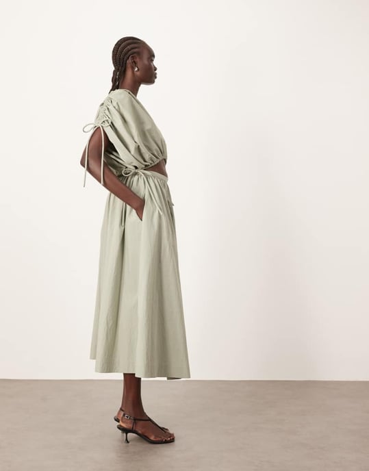 ARRANGE plunge top co-ord med rynkdetalj i salvia - Image 4