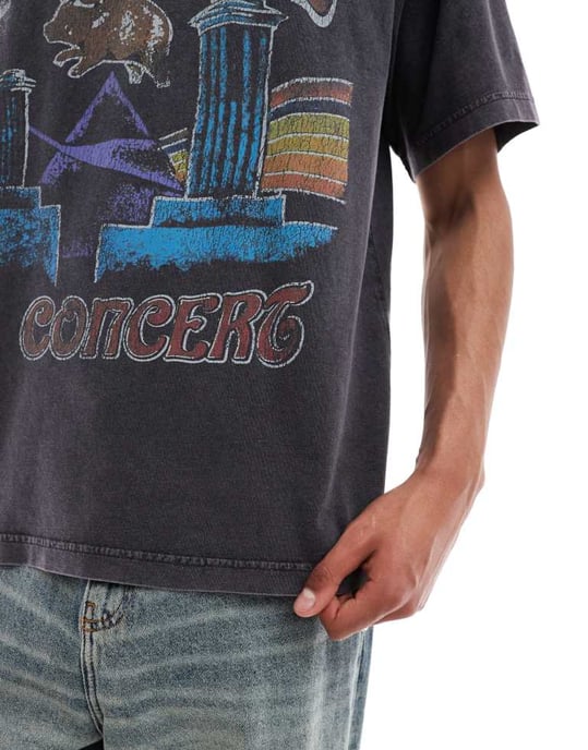 Jack & Jones oversize t-shirt med Pink Floyd-tryck på baksidan i grått - Image 3