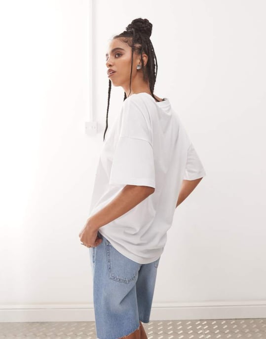 Noisy May oversize t-shirt med tryck av goda saker i vitt - Image 3