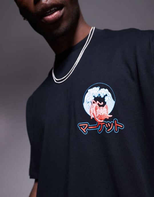 ASOS DESIGN oversized t-shirt med souvenirgrafik i svart - Image 3