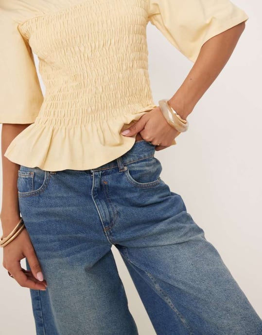 ASOS DESIGN rynkad t-shirt i smörmjölk - Image 3