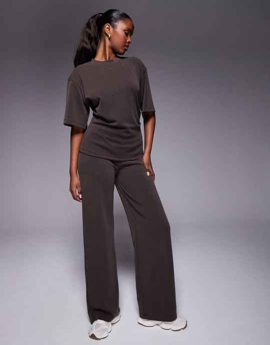 ASOS DESIGN koord korsett midja t-shirt i brun - Image 2