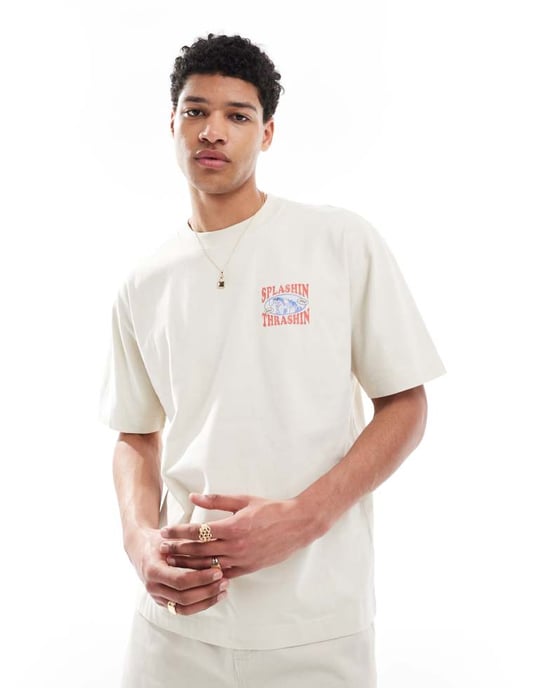 Hollister boxy oversized t-shirt med djurmotiv i krämfärg - Image 2