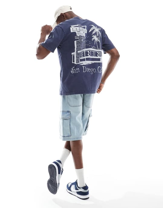 Hollister t-shirt med ryggtryck i marinblå - Image 4