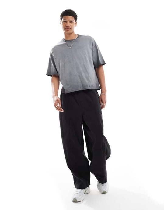 Hollister baggy varsity-motiv t-shirt i tvättad grå - Image 3
