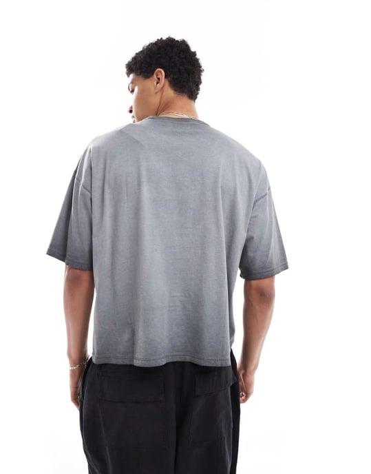 Hollister baggy varsity-motiv t-shirt i tvättad grå - Image 4