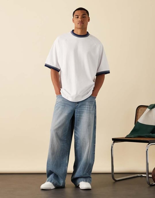 ASOS DESIGN oversize pikétröja i vitt - Image 1