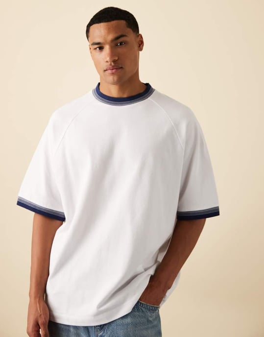 ASOS DESIGN oversize pikétröja i vitt - Image 2