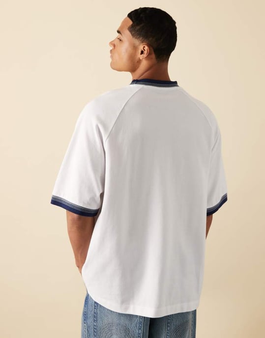 ASOS DESIGN oversize pikétröja i vitt - Image 3