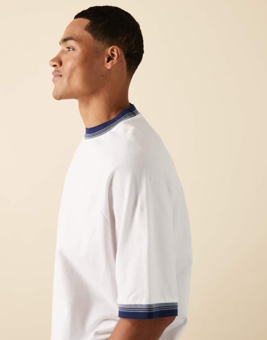 ASOS DESIGN oversize pikétröja i vitt - Image 4