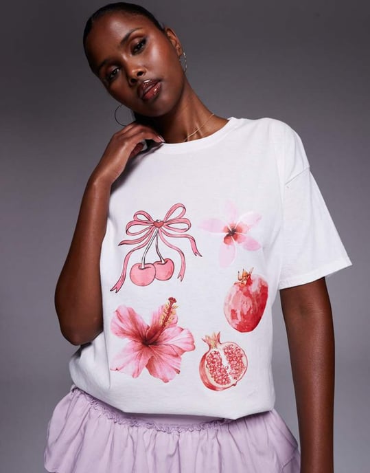 Missyempire rosa motiv grafisk oversized t-shirt i vitt - Image 3