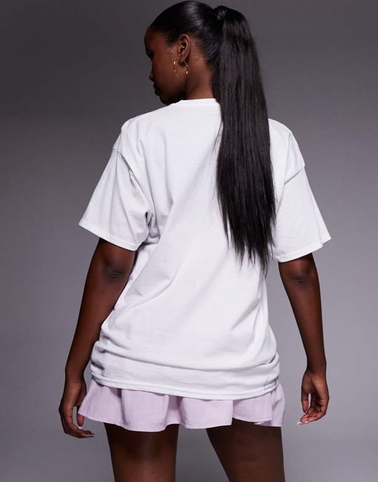 Missyempire rosa motiv grafisk oversized t-shirt i vitt - Image 4