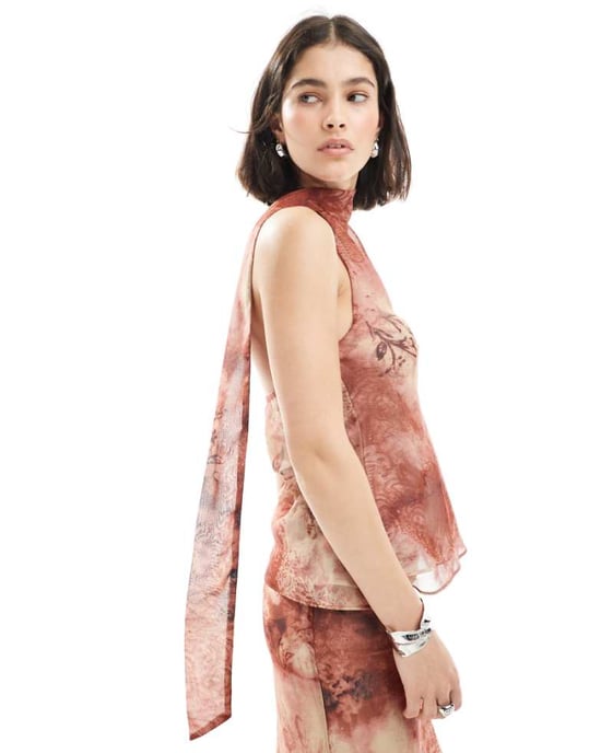 ASOS DESIGN chiffongschal-top i paisleymönster - Image 1