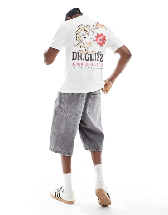 Hollister ryggtryck-t-shirt i krämfärgad - Image 3