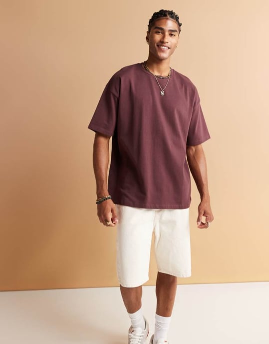 ASOS DESIGN tyngd oversized t-shirt med sportbackgrafik i burgunderröd - Image 4