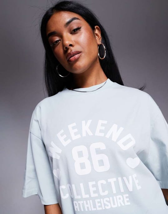 Weekend Collective koord t-shirt i ombre hjärttryck i salviagrön - Image 4