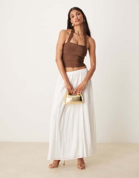 ASOS DESIGN bandage halterneck topp i brunt - Image 3