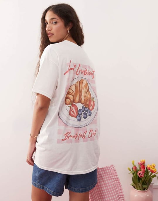 Miss Selfridge les croissant oversized t-shirt - Image 4