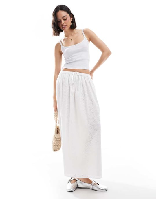 Miss Selfridge broderad maxikjol i vitt - Image 1