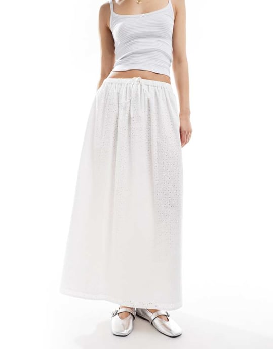 Miss Selfridge broderad maxikjol i vitt - Image 2