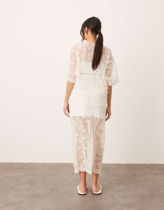 ARRANGE 3D prästkrage genomskinlig kolonn maxi kjol co-ord - Image 3