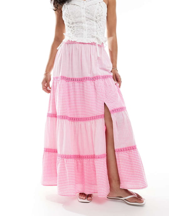 Miss Selfridge rutigt och randigt maxikjol - Image 3