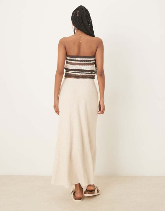 Abercrombie & Fitch midjehöjd linne maxi kjol i havremjölk - Image 3