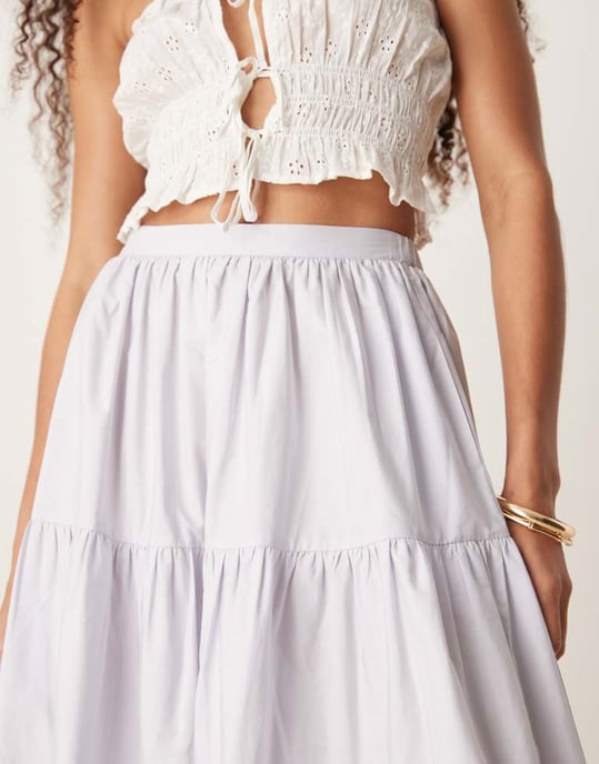 ASOS DESIGN lager på lager boho maxikjol i tvättad blå - Image 2