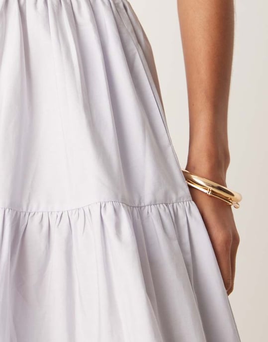 ASOS DESIGN lager på lager boho maxikjol i tvättad blå - Image 4