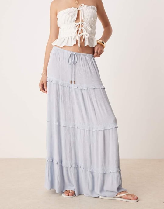 Miss Selfridge lager maxi kjol i ljusblå - Image 2