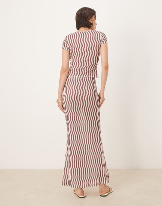 ASOS DESIGN randig mesh maxikjol i set - Image 3
