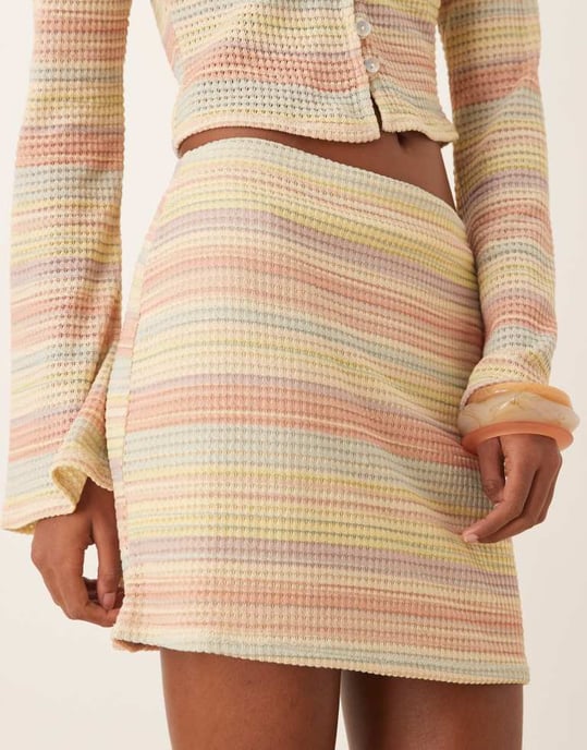 ASOS DESIGN koord mikro kjol i flerfärgad rand - Image 2
