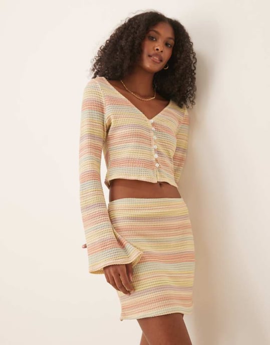ASOS DESIGN koord mikro kjol i flerfärgad rand - Image 3