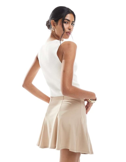 ASOS DESIGN godet mini kjol i sten - Image 2